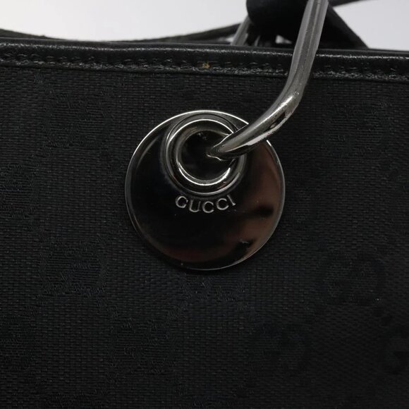 GUCCI GG Canvas Tote Bag Black Silver 120840 Auth - Picture 9 of 16